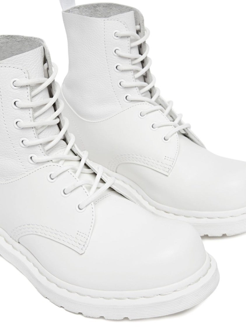 Dr. Martens X Mm6 By Maison Margiela Front Lace-Up White Boots With Signature Details
