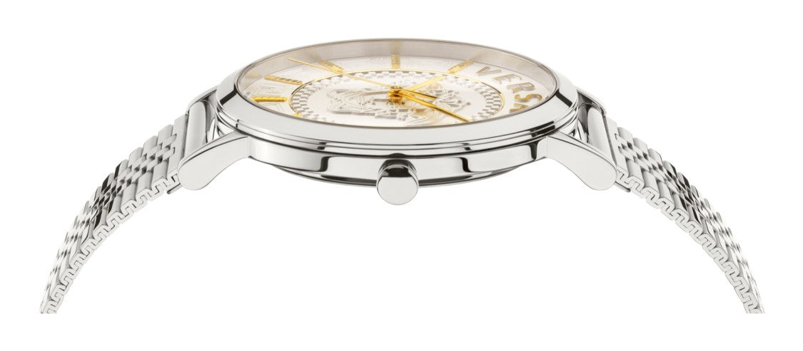 Versace Elongated Oval Stainless Steel Versace Watch With Medusa Emblem