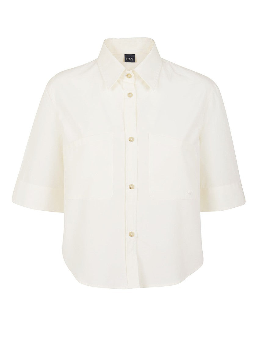 Fay Short-Sleeved Cotton Shirt With Classic Collar