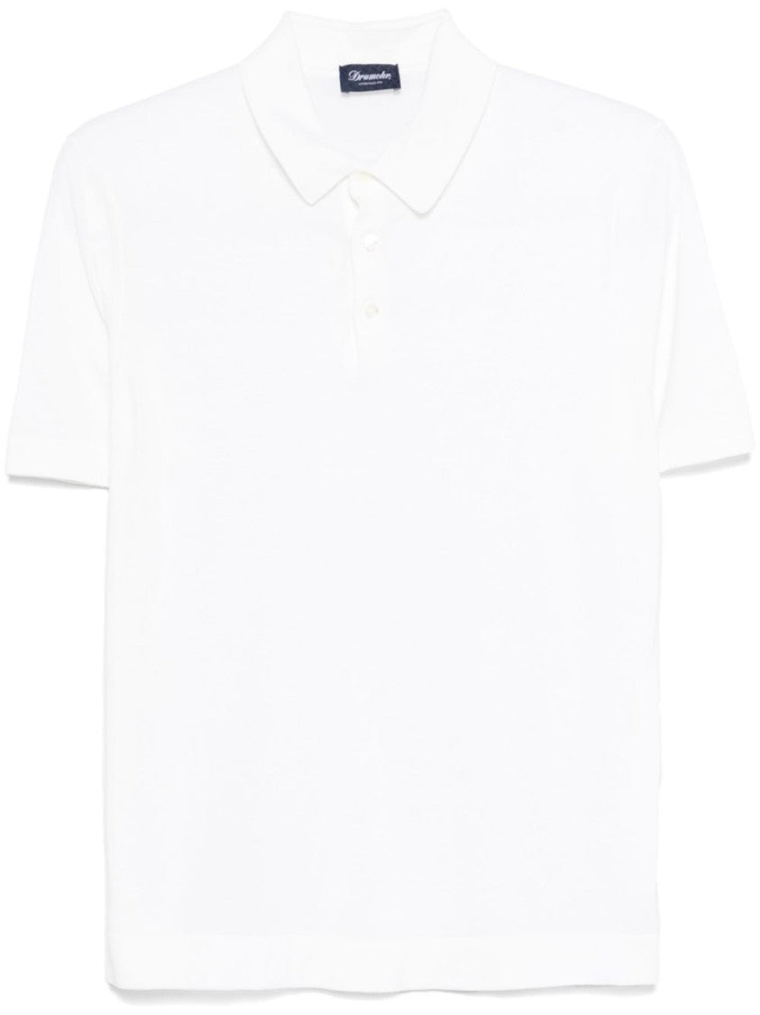 Drumohr Classic White Polo T-Shirt With Structured Collar