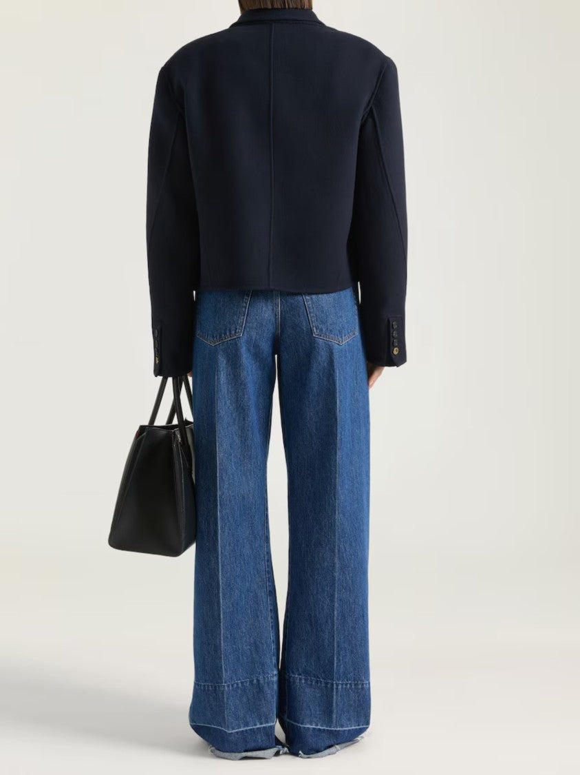 Givenchy Cropped Boxy Gold-Tone Accent Wool-Blend Blazer