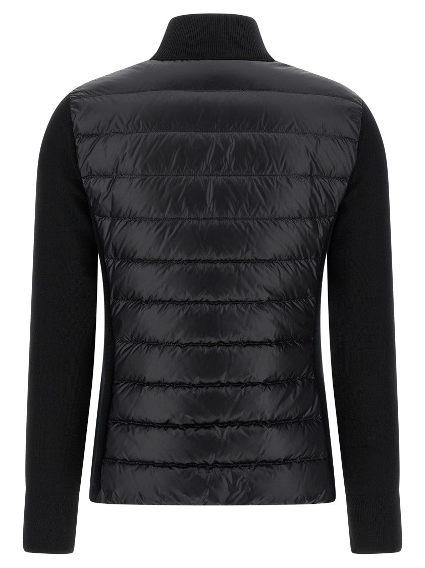 Moncler Quilted Vest-Style Cardigan With High Neck And Feather Padding
