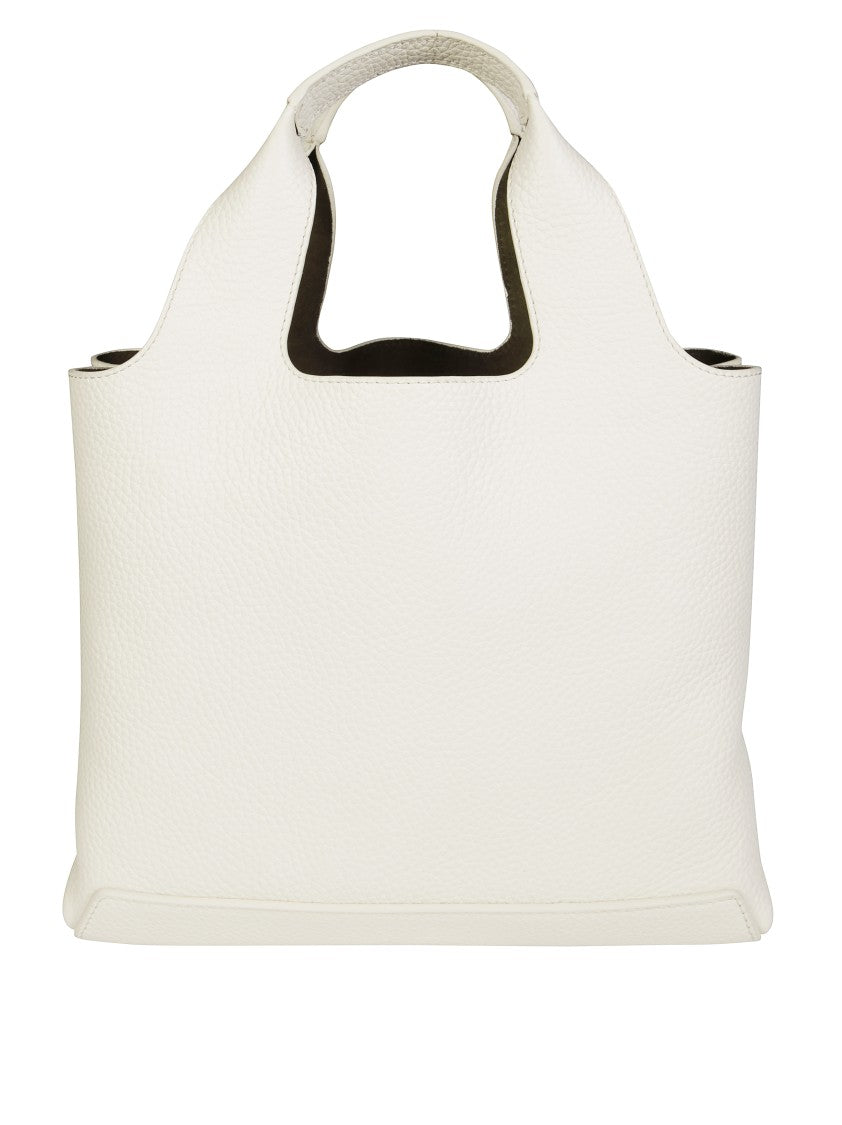 Hogan Structured White Shoulder Bag With Textured Finish