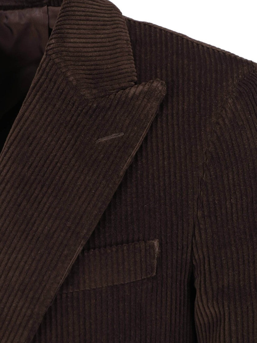 Lardini Brown Corduroy Cotton Velvet Blazer