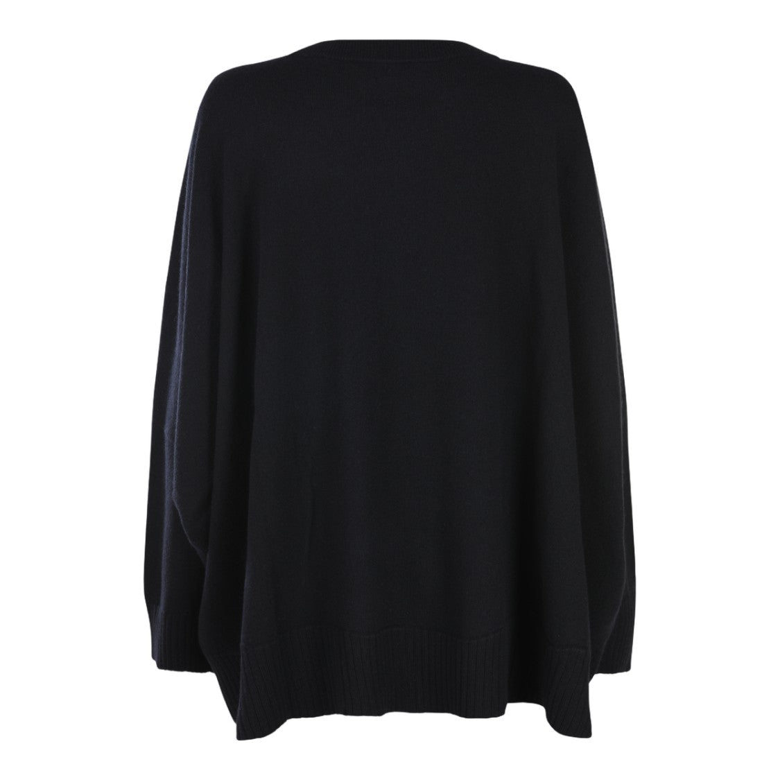 Malo Loose-Fitting Black Sweater With Asymmetrical Hemline