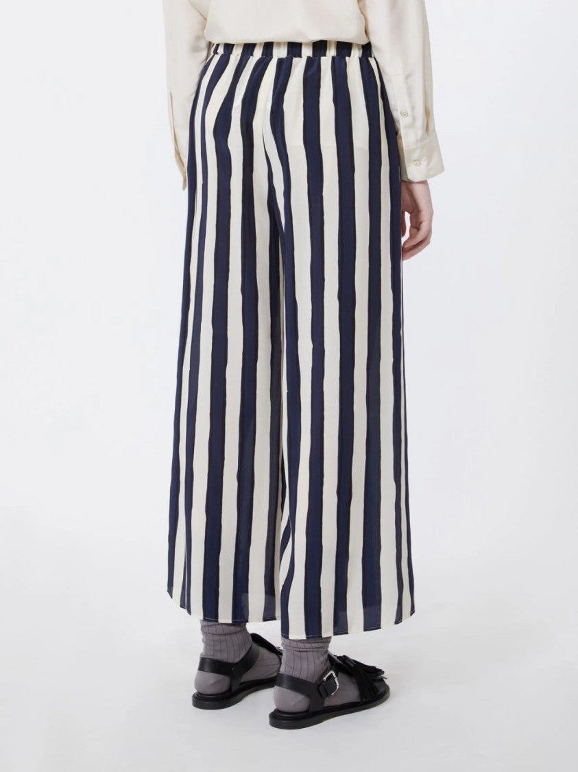 Max Mara Wide-Leg Pants With Vertical Stripes And Elastic Waistband