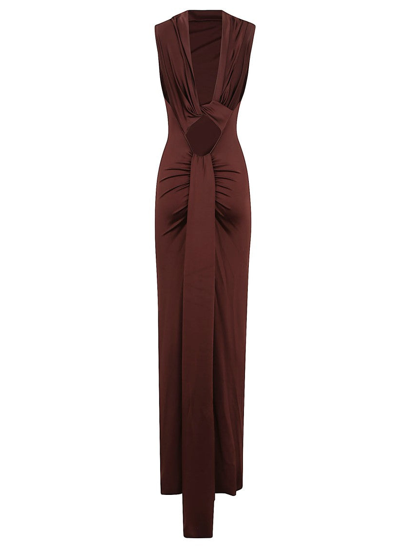 Victoria Beckham Twist Detail Sleeveless Maxi Dress