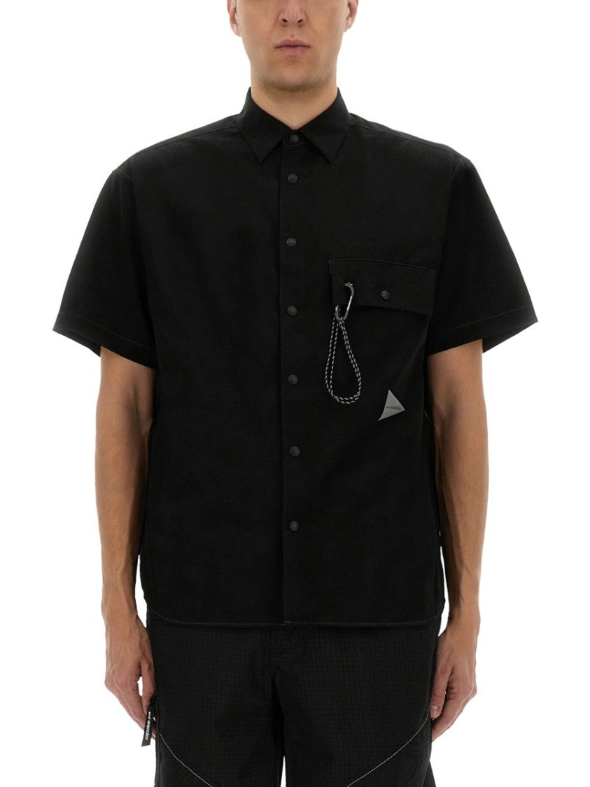 And Wander Black Short-Sleeved Shirt