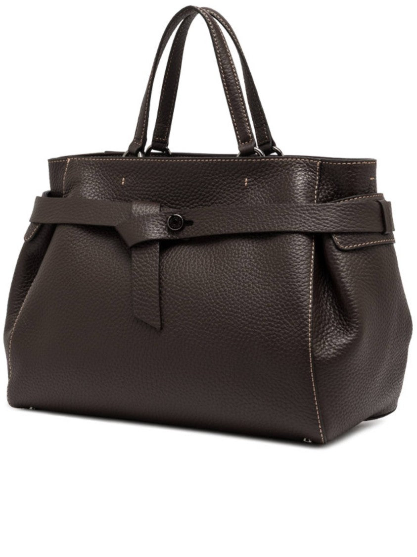 Gianni Chiarini Structured Textured Leather Handbag With Wrap-Around Belt Detail