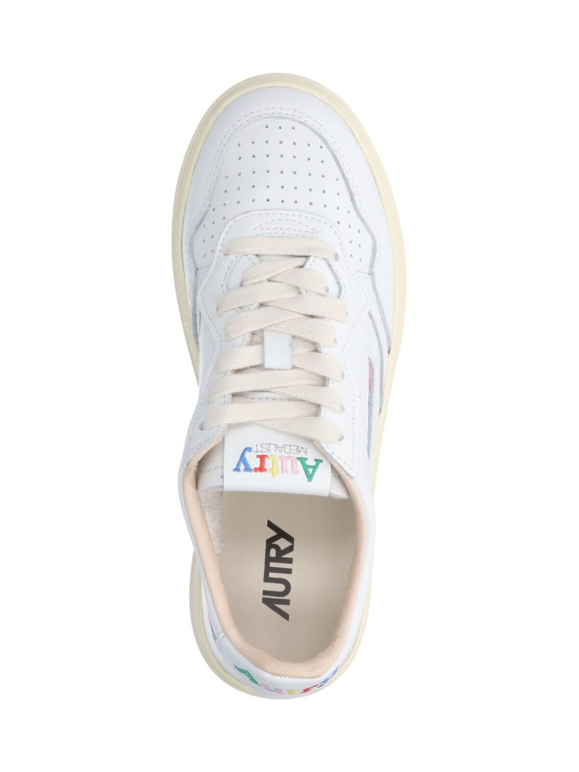Autry White Leather Low-Top Sneakers With Vintage Perforated Detailing