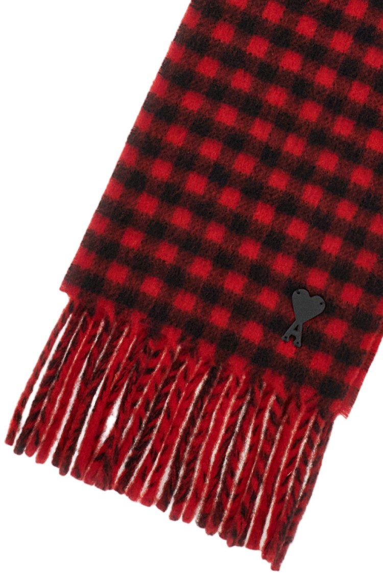 Ami Paris Checkered Wool Scarf