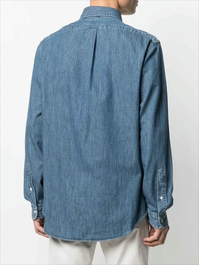 Polo Ralph Lauren Classic Blue Denim Shirt With Button-Down Collar