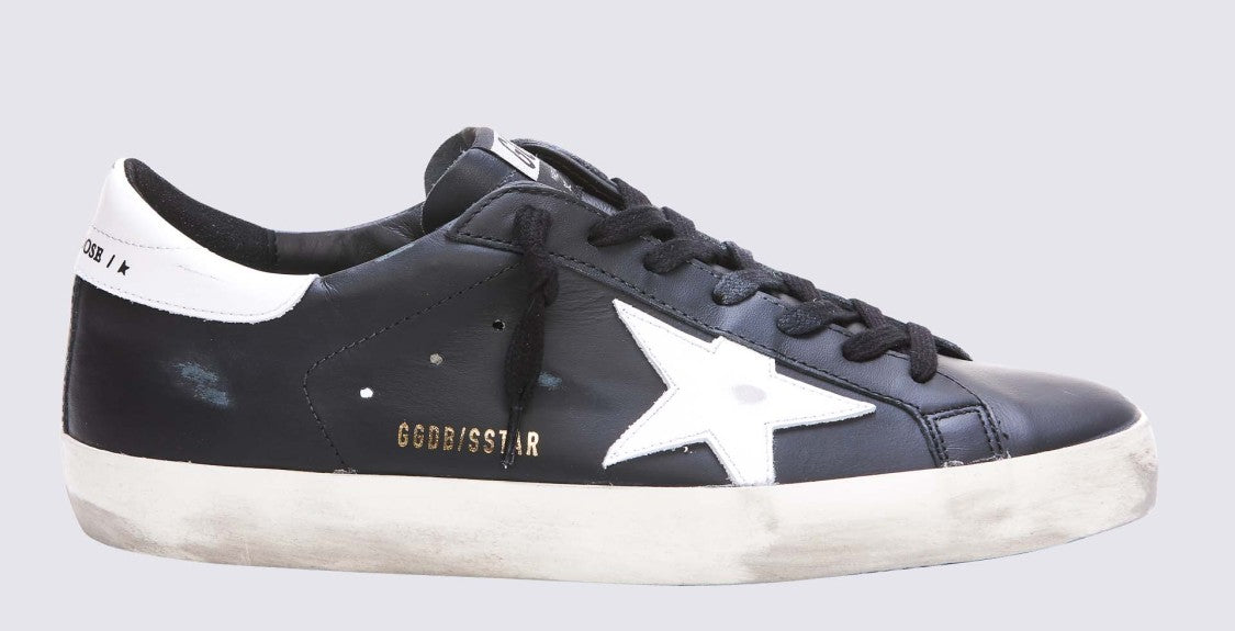 Golden Goose Black And White Leather Super-Star Sneakers