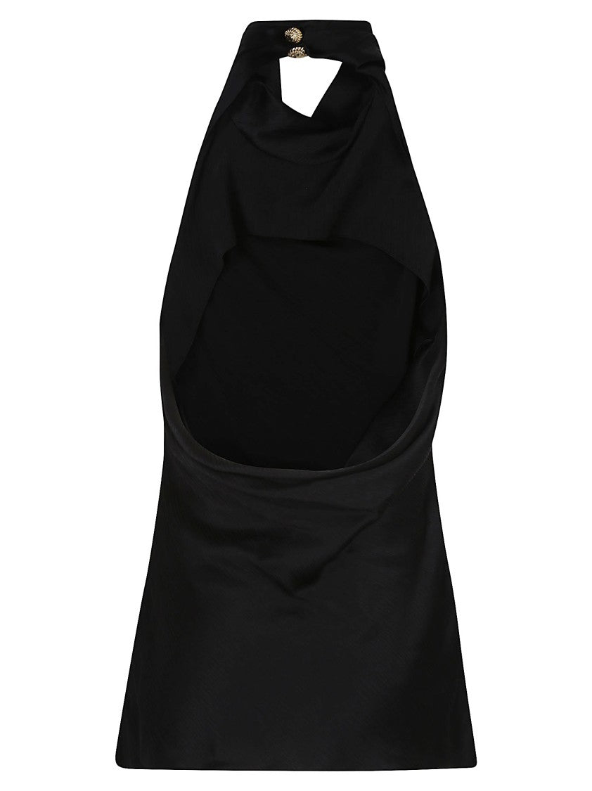 Balmain Halterneck Crepe Satin Top