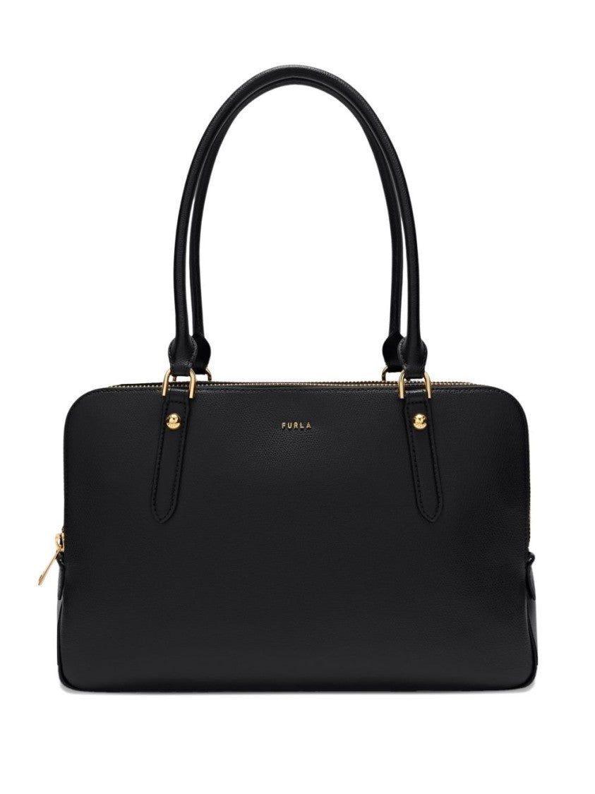Furla Rectangular Black Handbag With Gold-Tone Hardware
