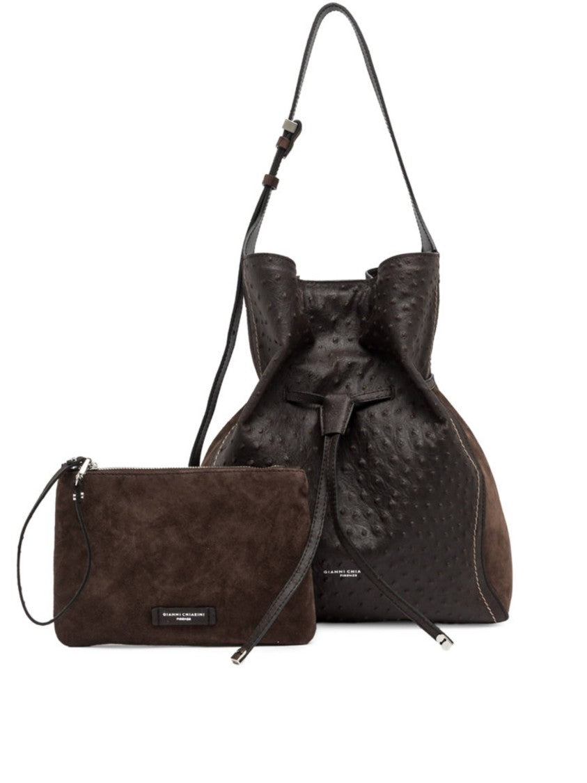 Gianni Chiarini Spacious Ostrich-Effect Leather Shoulder Bag