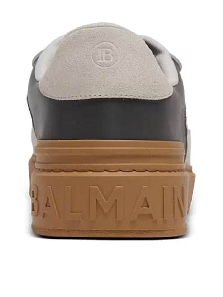 Balmain Tan Low Top B-Court Leather Sneakers