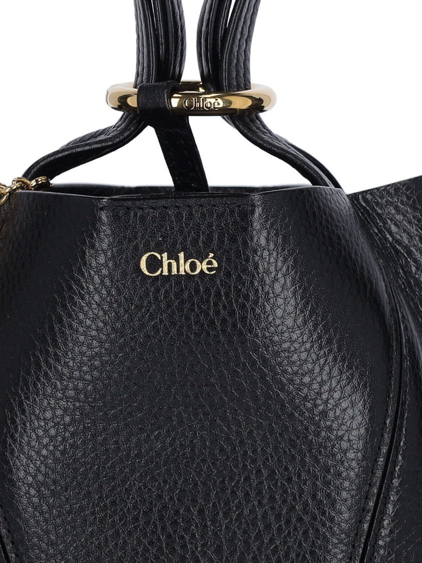 Chloé Black Spin Small Leather Tote Bag