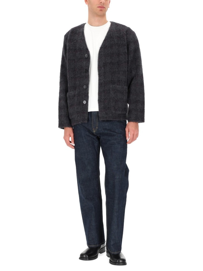 Our Legacy Soft Textured Checkered Wool-Blend Cardigan