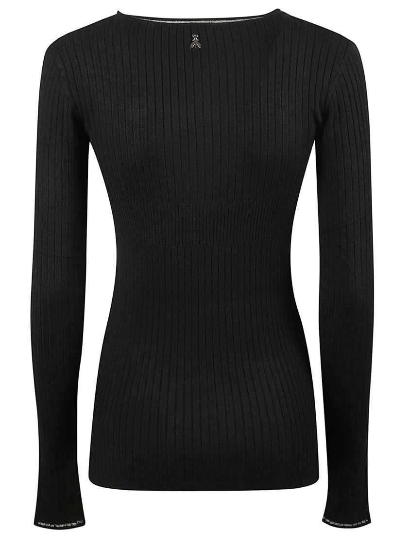 Patrizia Pepe Fitted Ribbed Long-Sleeve Viscose-Blend Sweatshirt