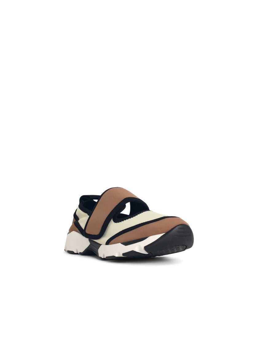 Marni 'Running Mary Jane' Sneakers In Brown And Cream Fabric