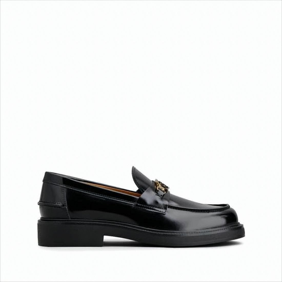 Tod's Polished Calf Leather Loafers With Metallic Logo Detail