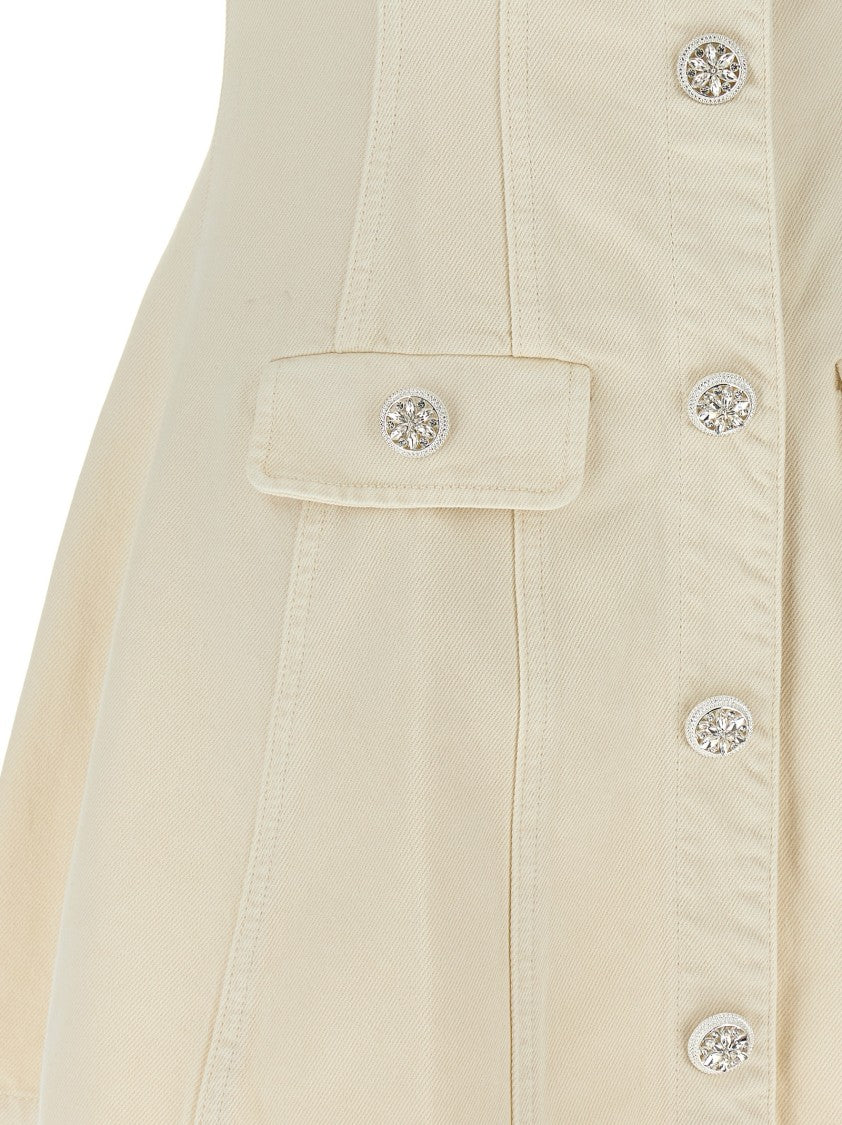 Self-Portrait Cream Collared Denim Mini' Dress