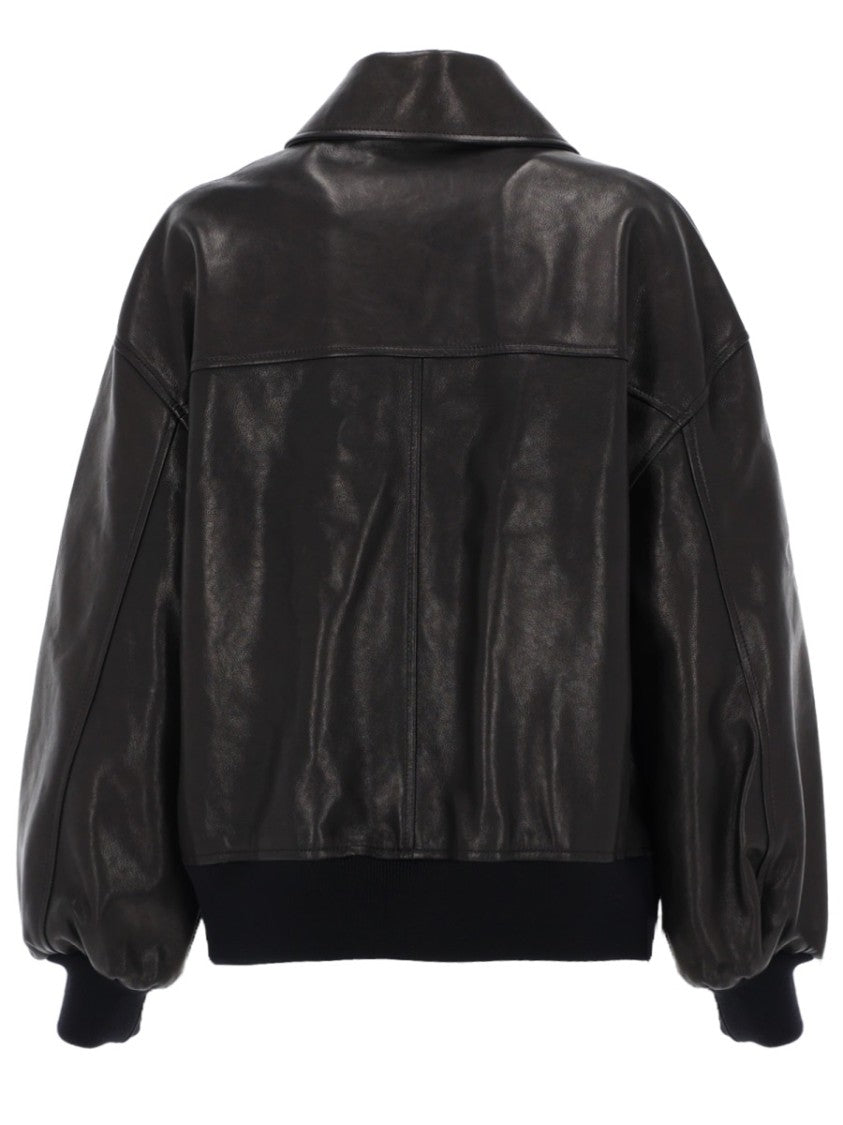 Khaite Shelman Boxy Balloon Sleeves Leather Jacket