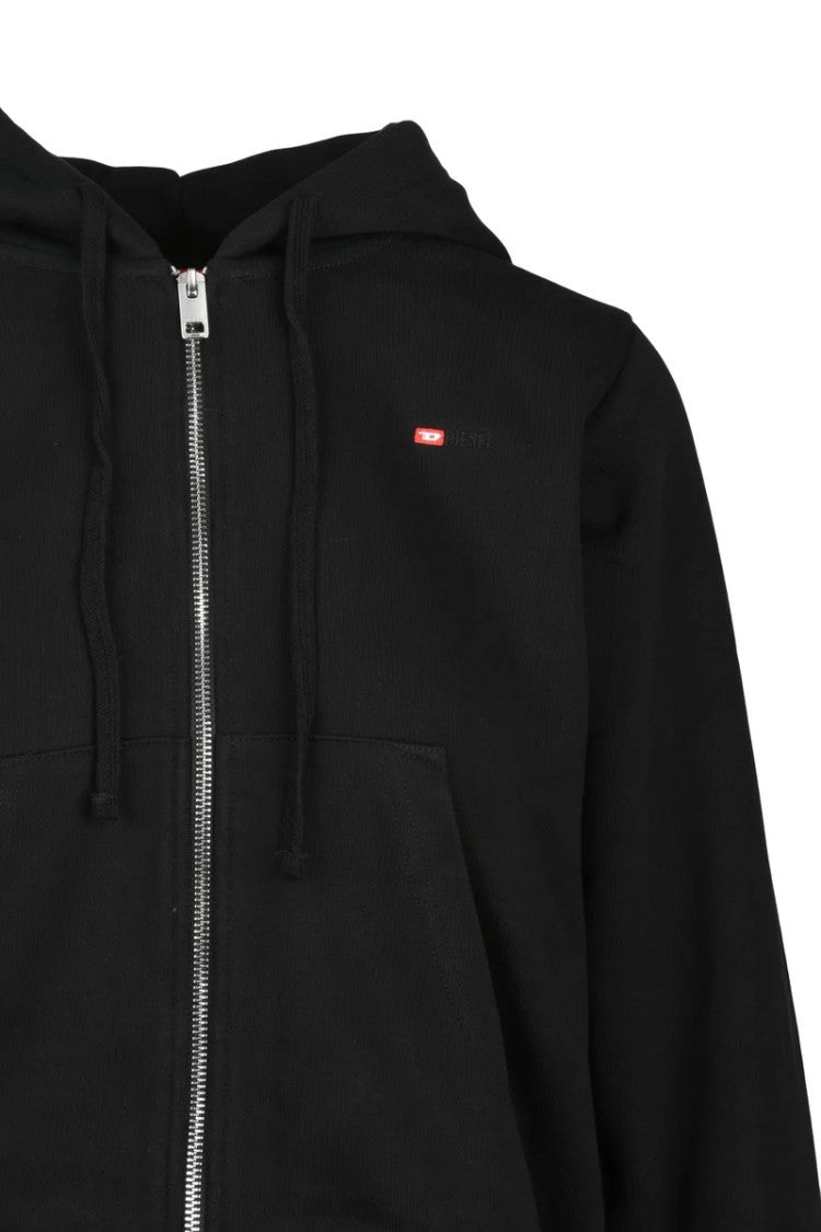 Diesel Black Cotton Polyester Women's Zip-Up Sweatshirt