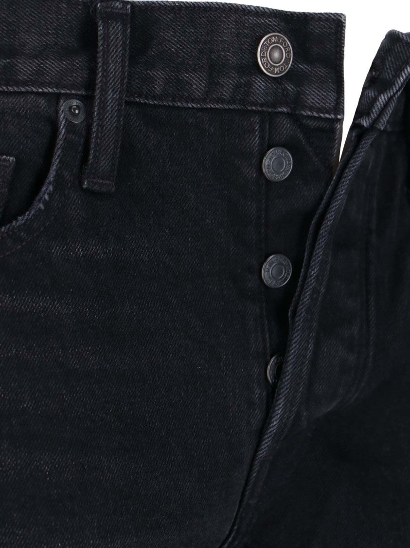 Tom Ford Logo Straight Jeans – Black