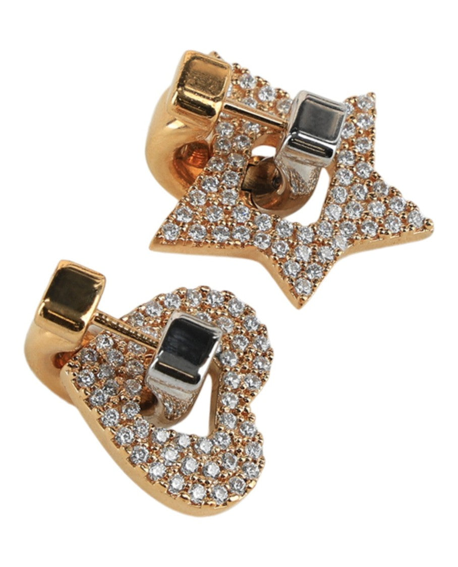 Ferragamo Heart And Star Mismatched Crystal Earrings