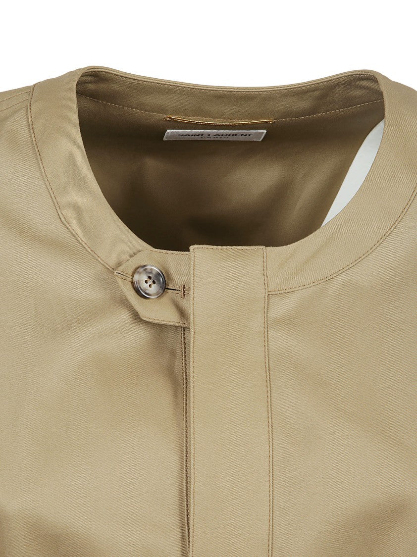 Saint Laurent Structured Beige Dress With Tailored Waist