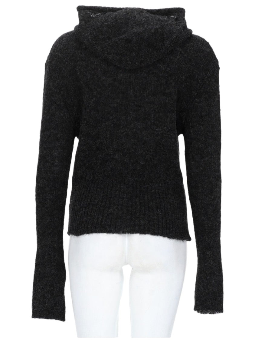 Our Legacy Hooded Knit Sweater With Full Zip Closure And Ribbed Detailing