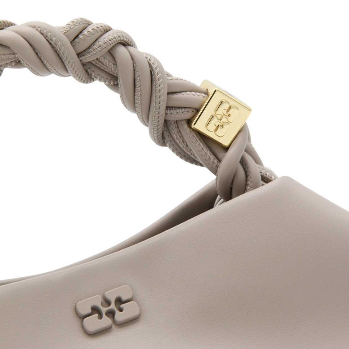 Ganni Geometric Oyster Grey Bou Small Top Handle Bag