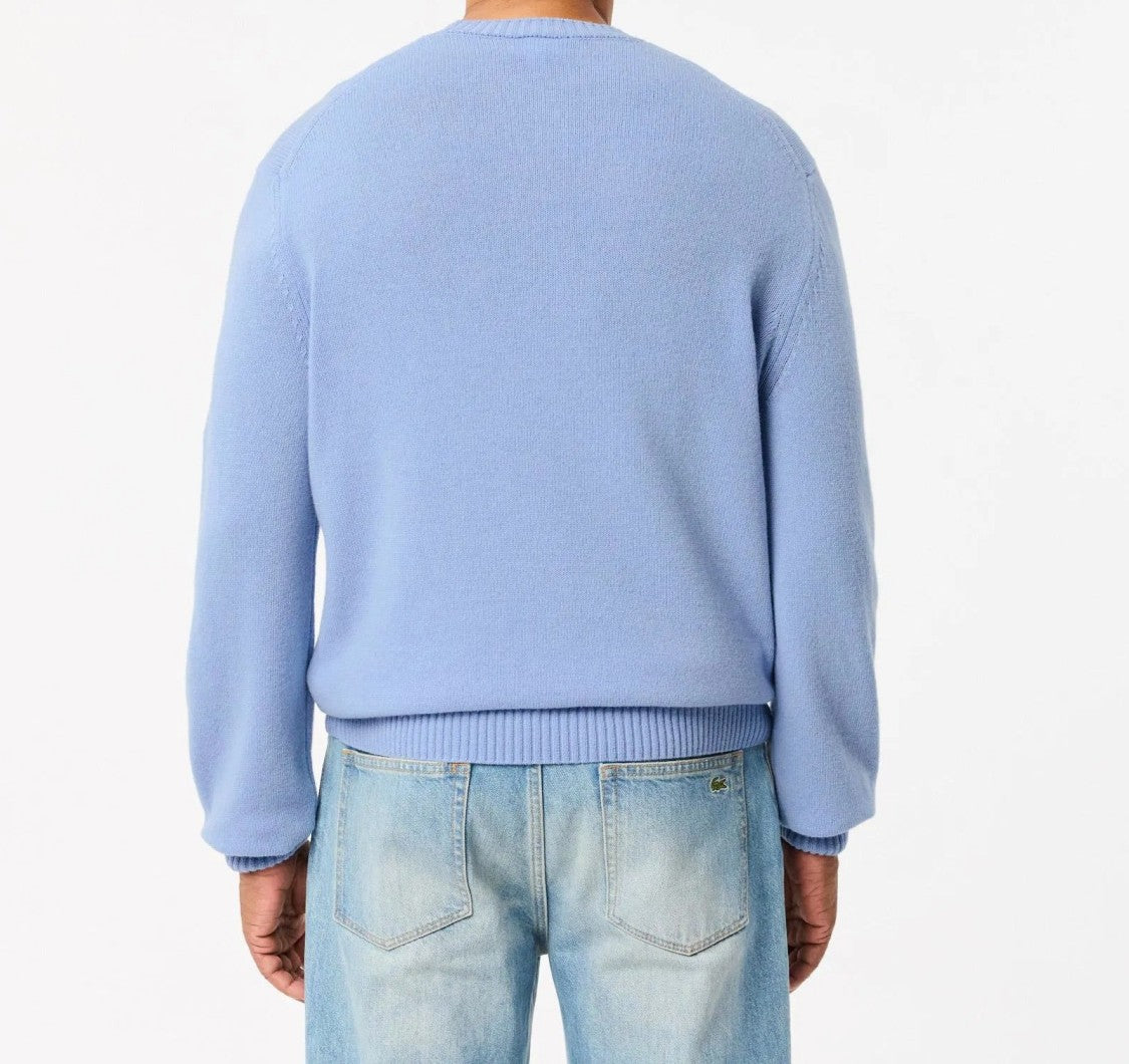 Lacoste Classic Roll-Neck Sweater In Blue Wool
