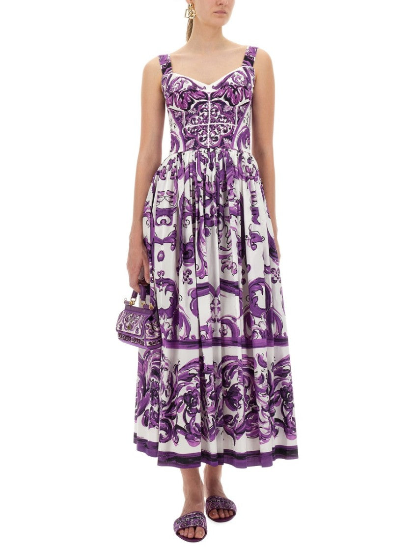 Dolce & Gabbana Majolica Print Fitted Long Dress