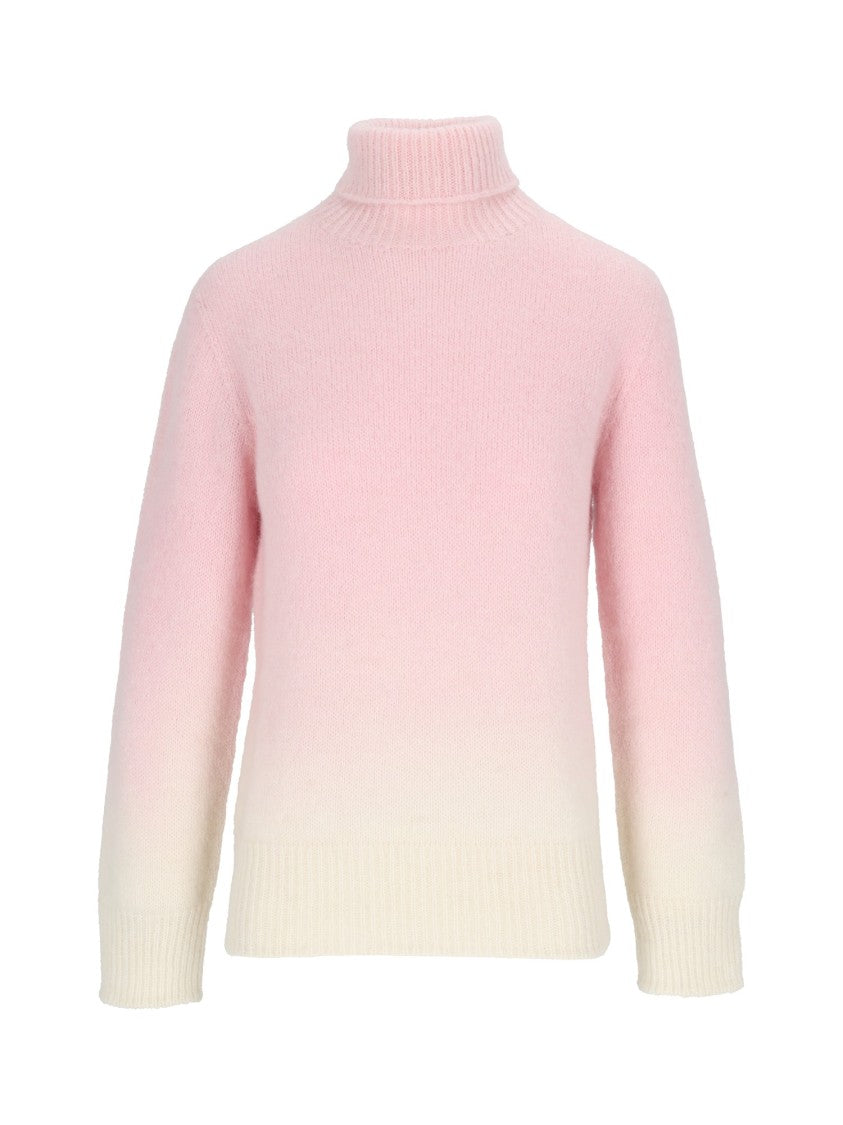 Kangra Cashmere Gradient Seamless Turtleneck Sweater With Ribbed Finishing
