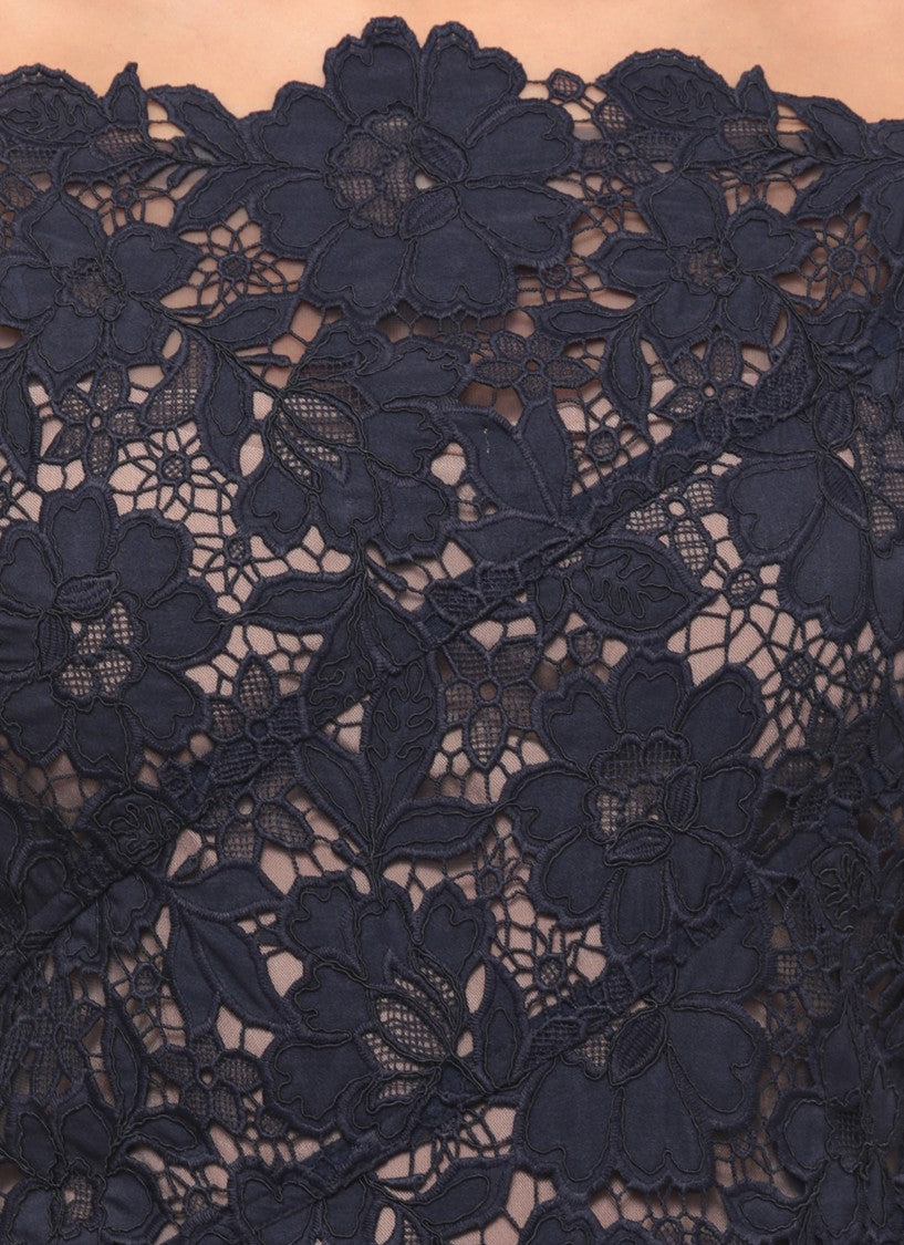 Self-Portrait Floral Lace Mermaid Dress With Nude Slip And Hidden Closure