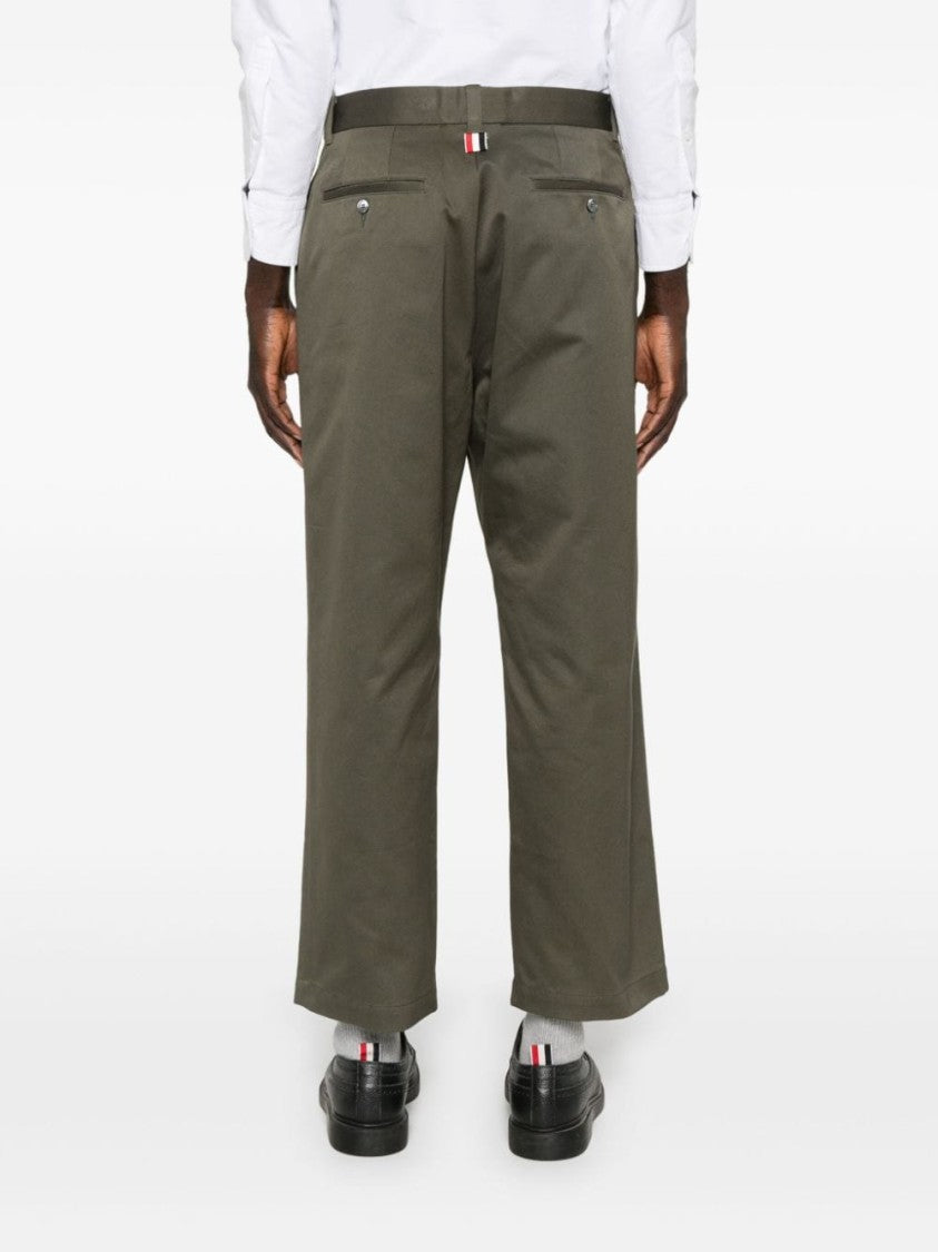 Thom Browne Khaki Green Cropped Trousers