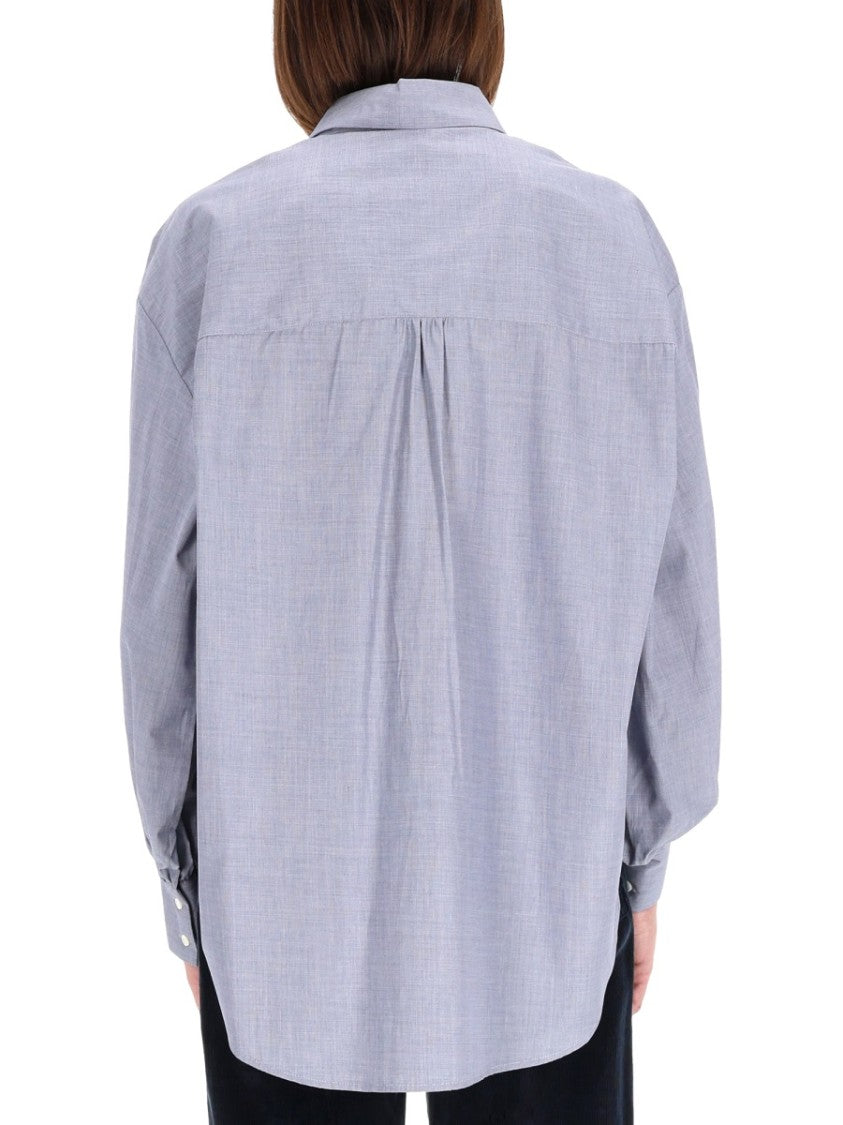 Aspesi High Collar Pleated Cotton Shirt