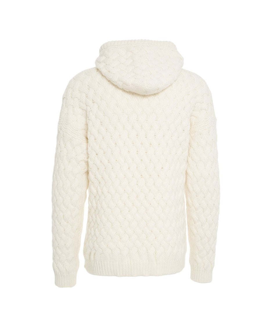 Amaranto Intricately Cable-Knit Hooded Sweater