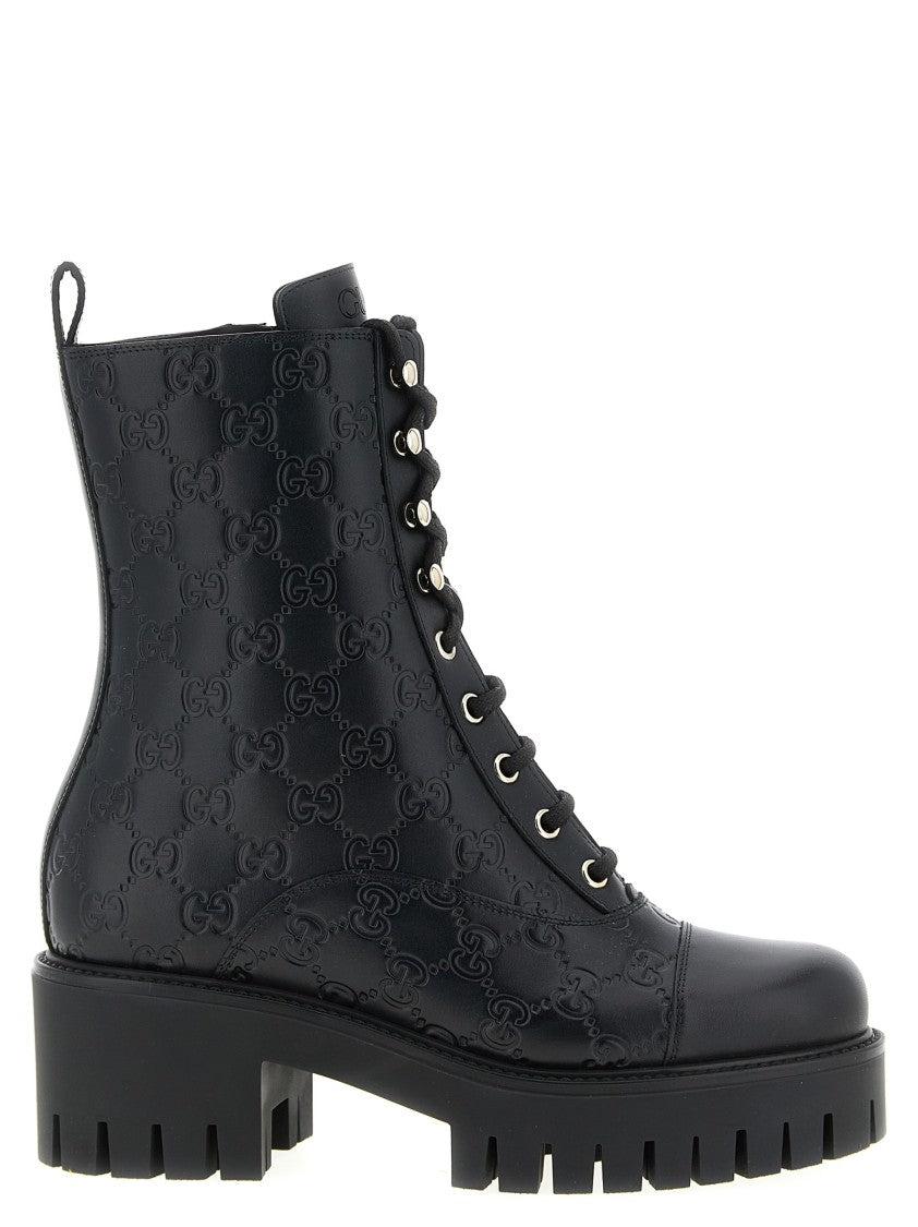 Gucci Gg Leather Ankle Boots