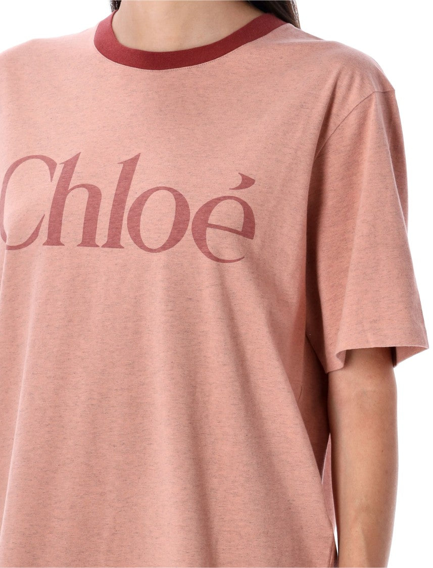 Chloé Logo Print Oversized Cotton T Shirt