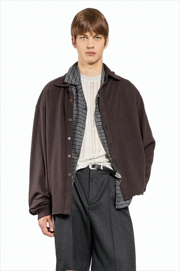 Our Legacy Relaxed Fit Brown Long-Sleeve Shirt With Gathered Cuffs