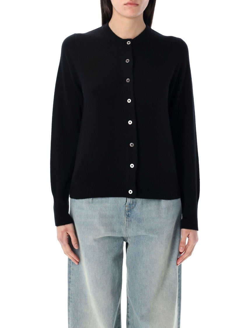 Rhea Slim-Fit Black Cardigan With Mother-Of-Pearl Buttons