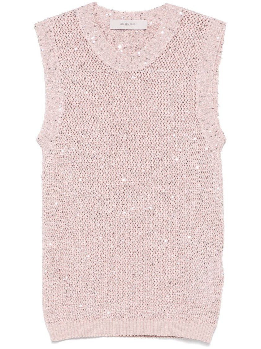 Golden Goose Delicate Knit Sleeveless Top With Subtle Shimmer