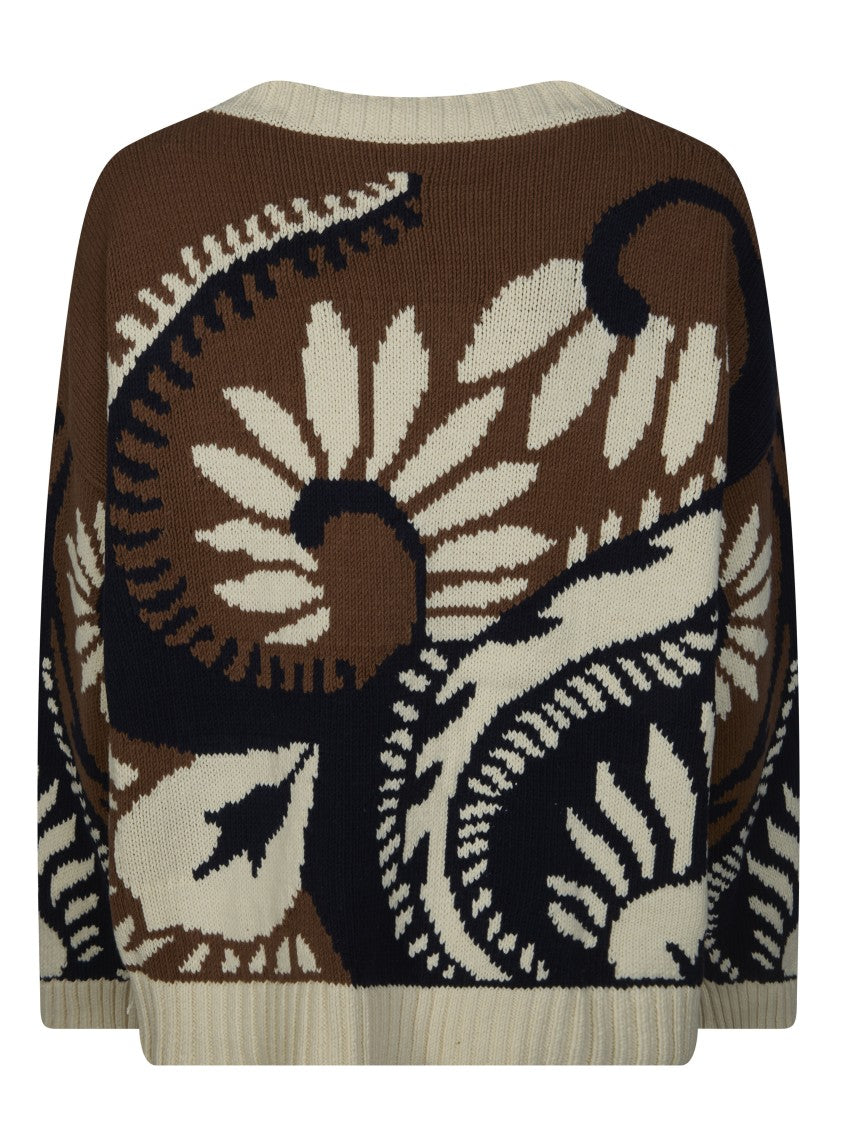 Max Mara Celebre Abstract Floral Knit Sweater