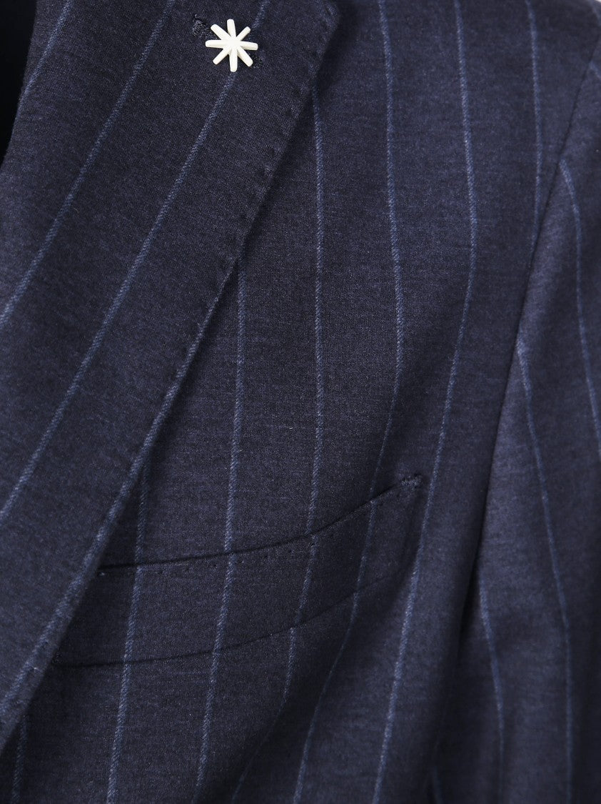 Manuel Ritz Tailored Double-Breasted Pinstripe Blazer