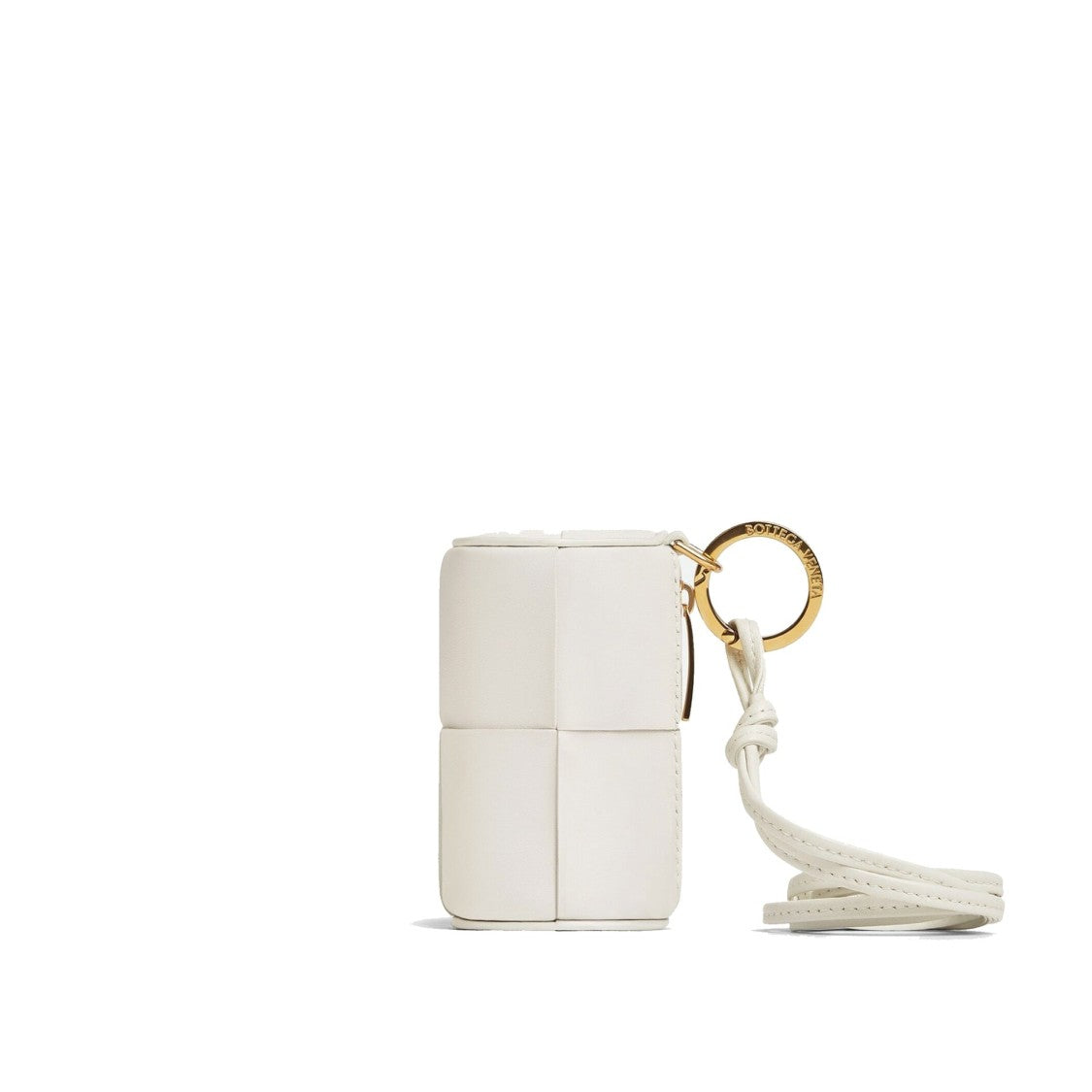 Bottega Veneta White Leather Coin Purse With Woven Pattern