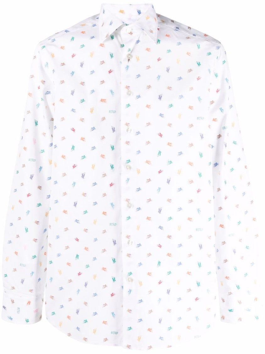 Etro Pegaso Jacquard Long-Sleeve Shirt In Off-White